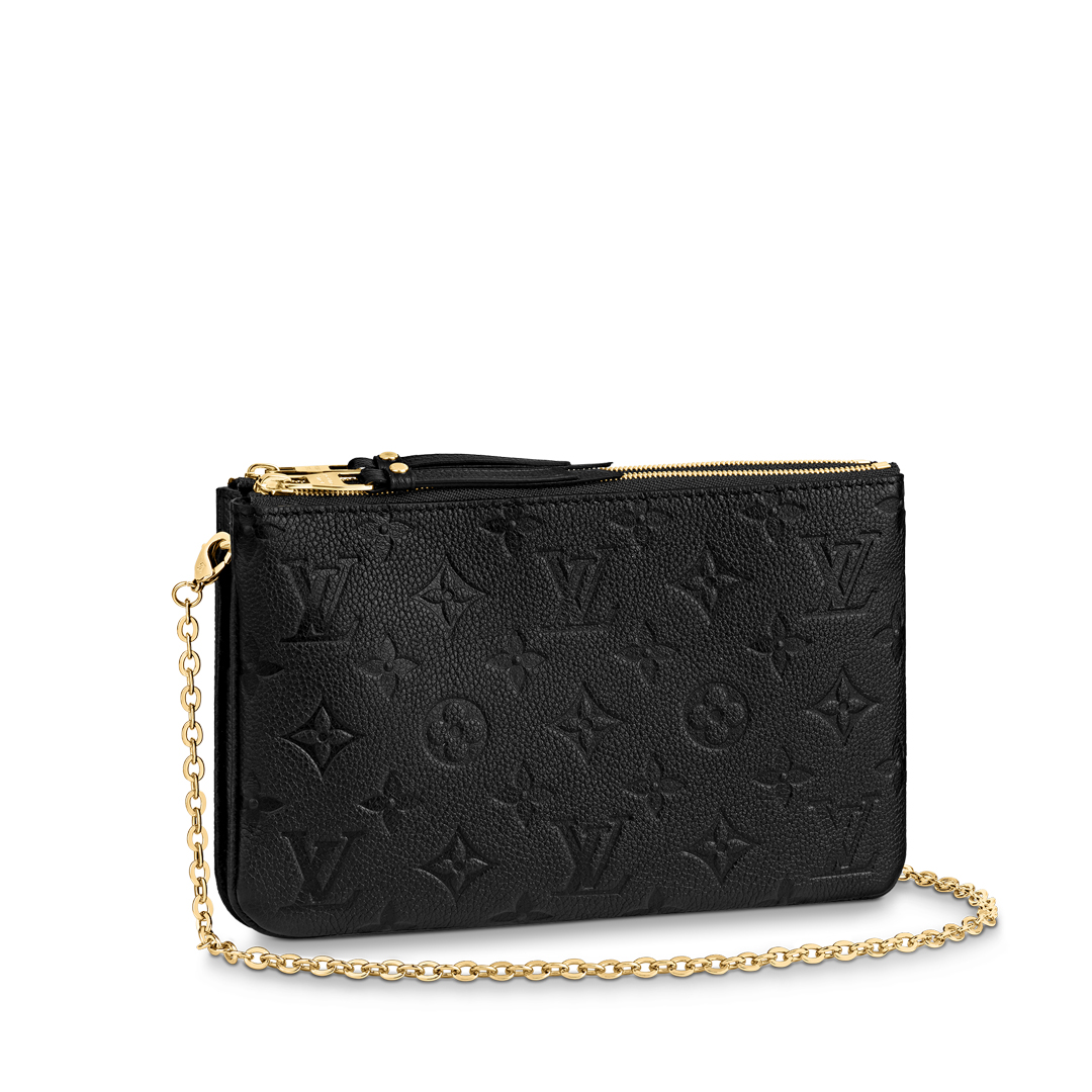 Louis Vuitton DOUBLE ZIP POCHETTE Handbag Monogram Empreinte M68568 Black